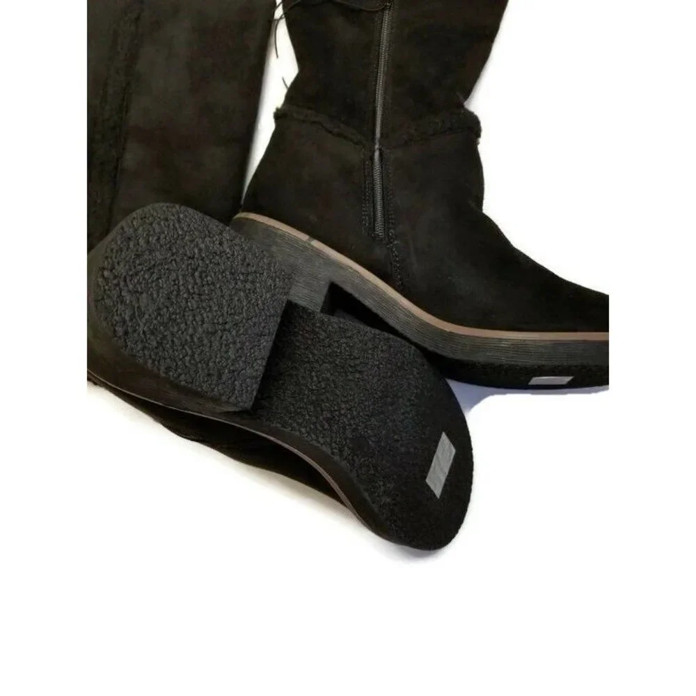 Sociology Tall Shearling Trimmed Boots Womens Sz 7 Side Zipper Evening Night Out - Picture 4 of 6